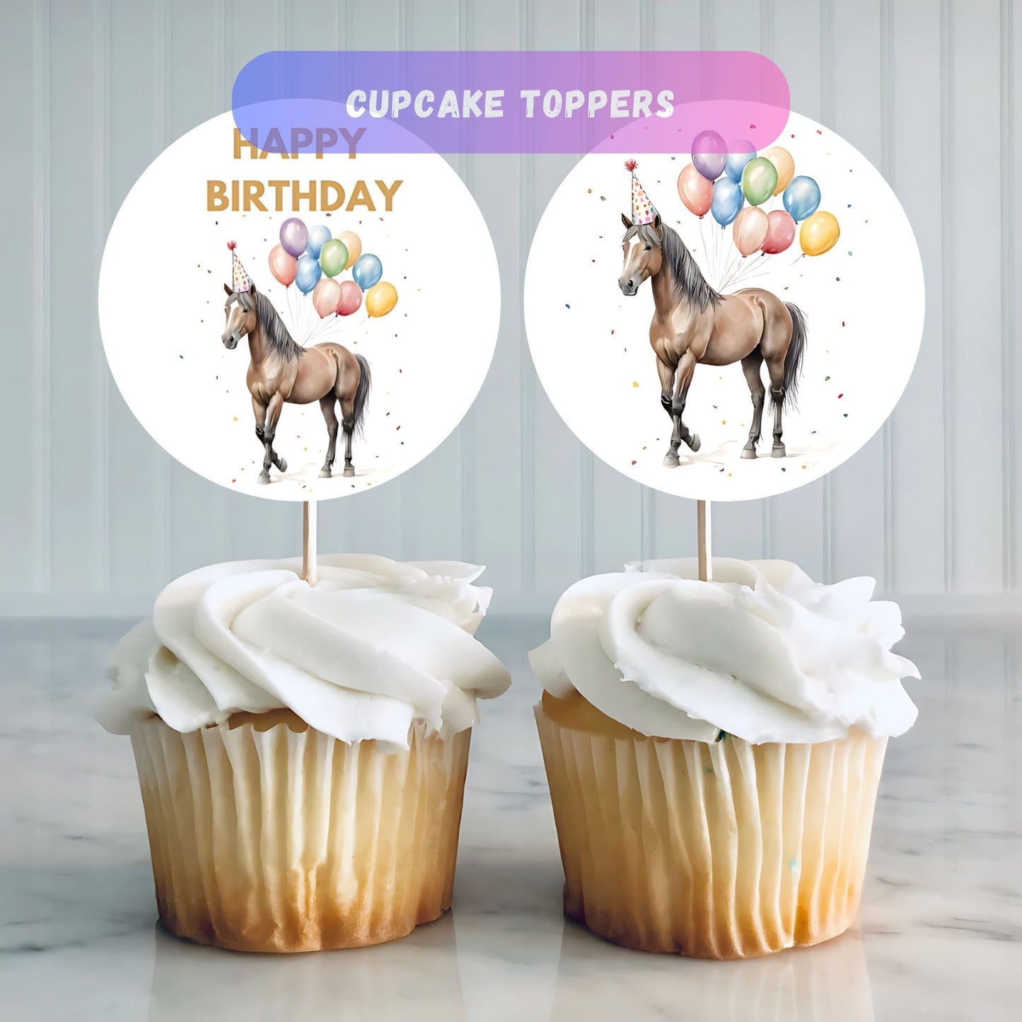 Customizable horse birthday party printables, digital template download.