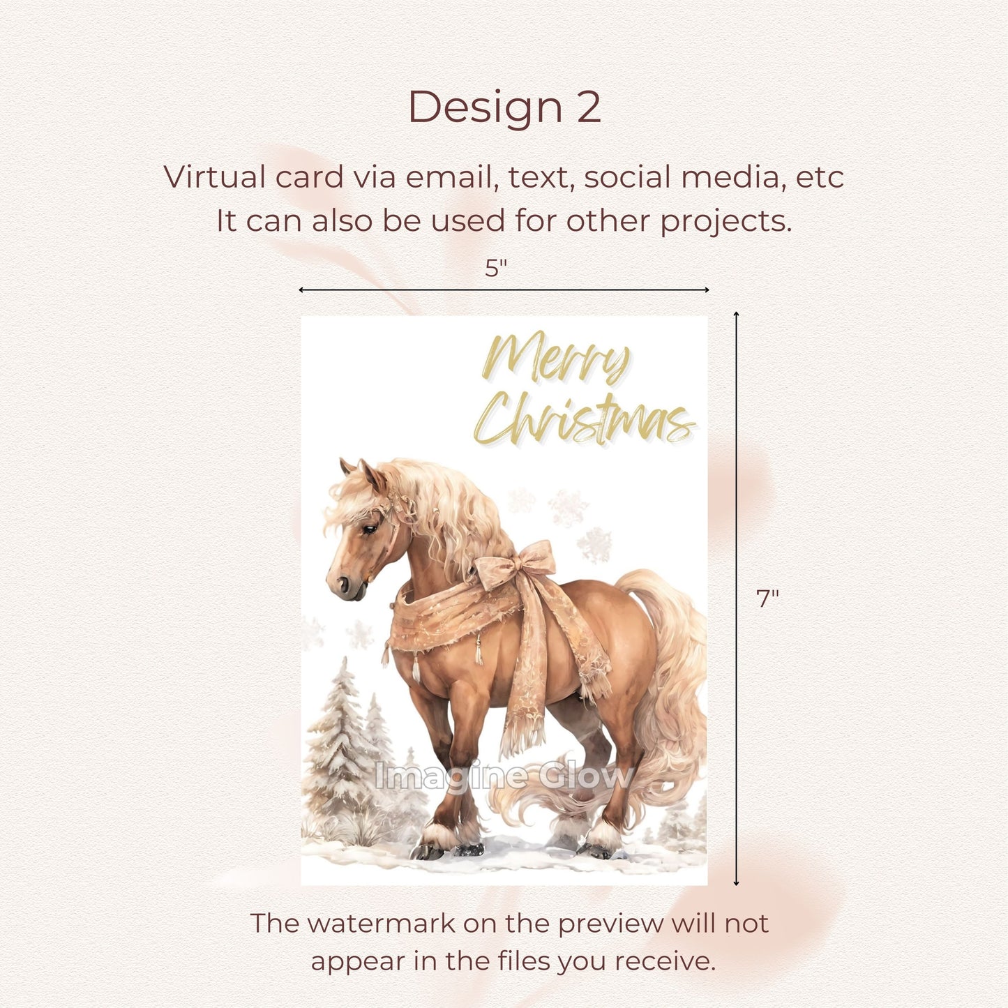 Horse Christmas card with a festive holiday design