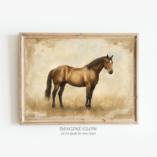 Vintage horse art print featuring an antique-style illustration.
