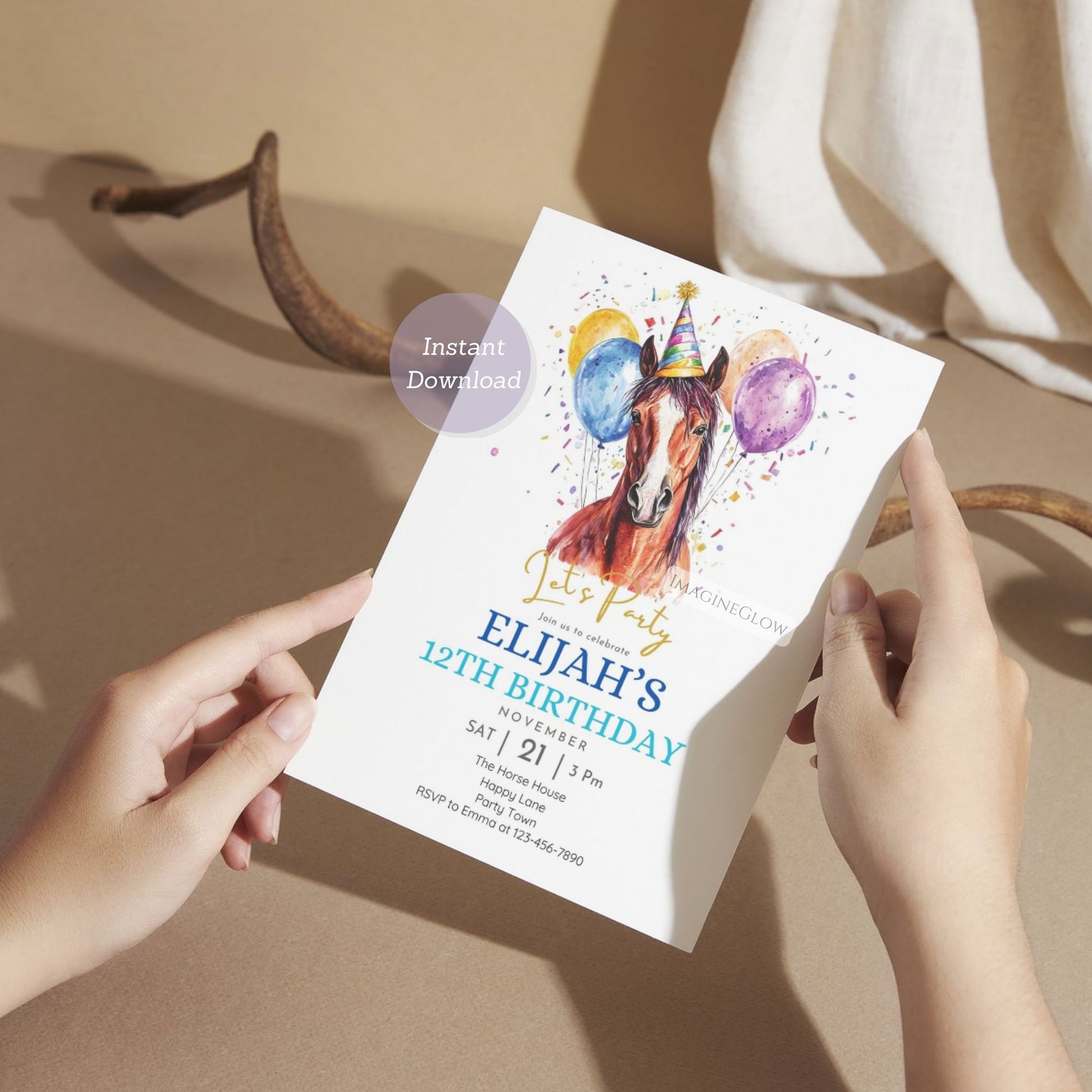 Printable horse birthday card for cowgirl parties
