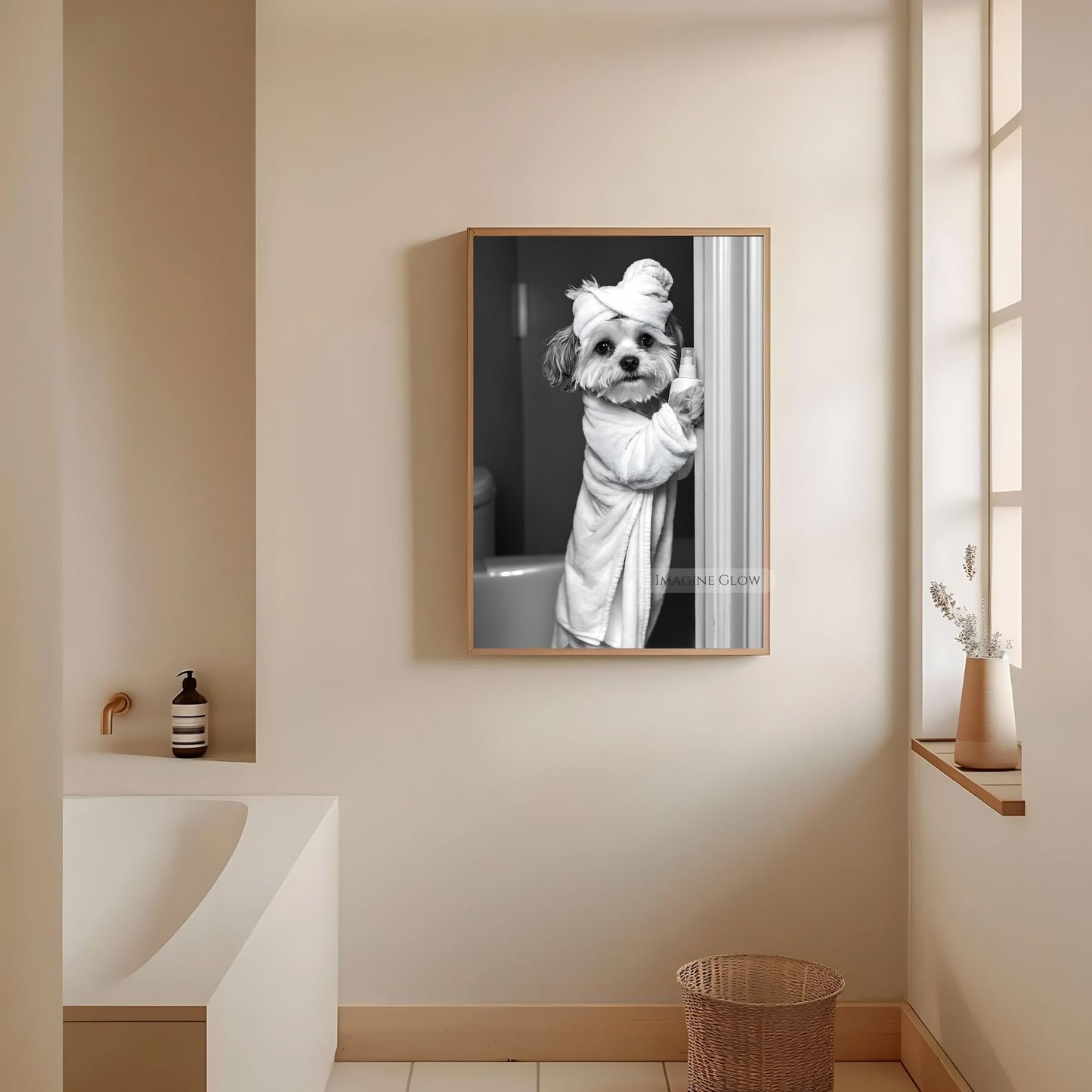 Havanese wall art for dog-themed bathroom spaces
