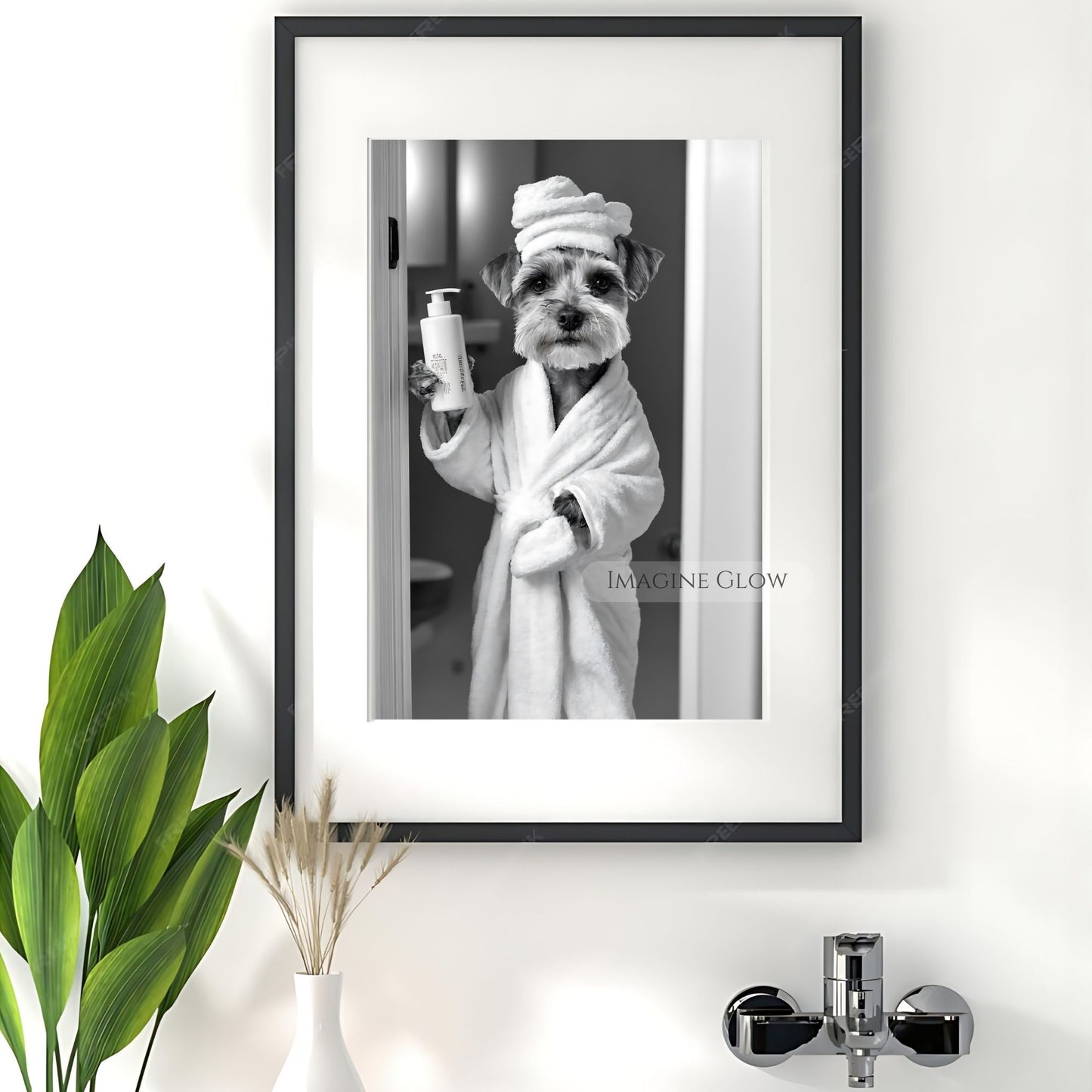 Funny Miniature Schnauzer dog sitting on a toilet illustration
