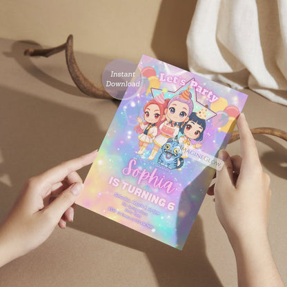 huntrix anime birthday invitation template
