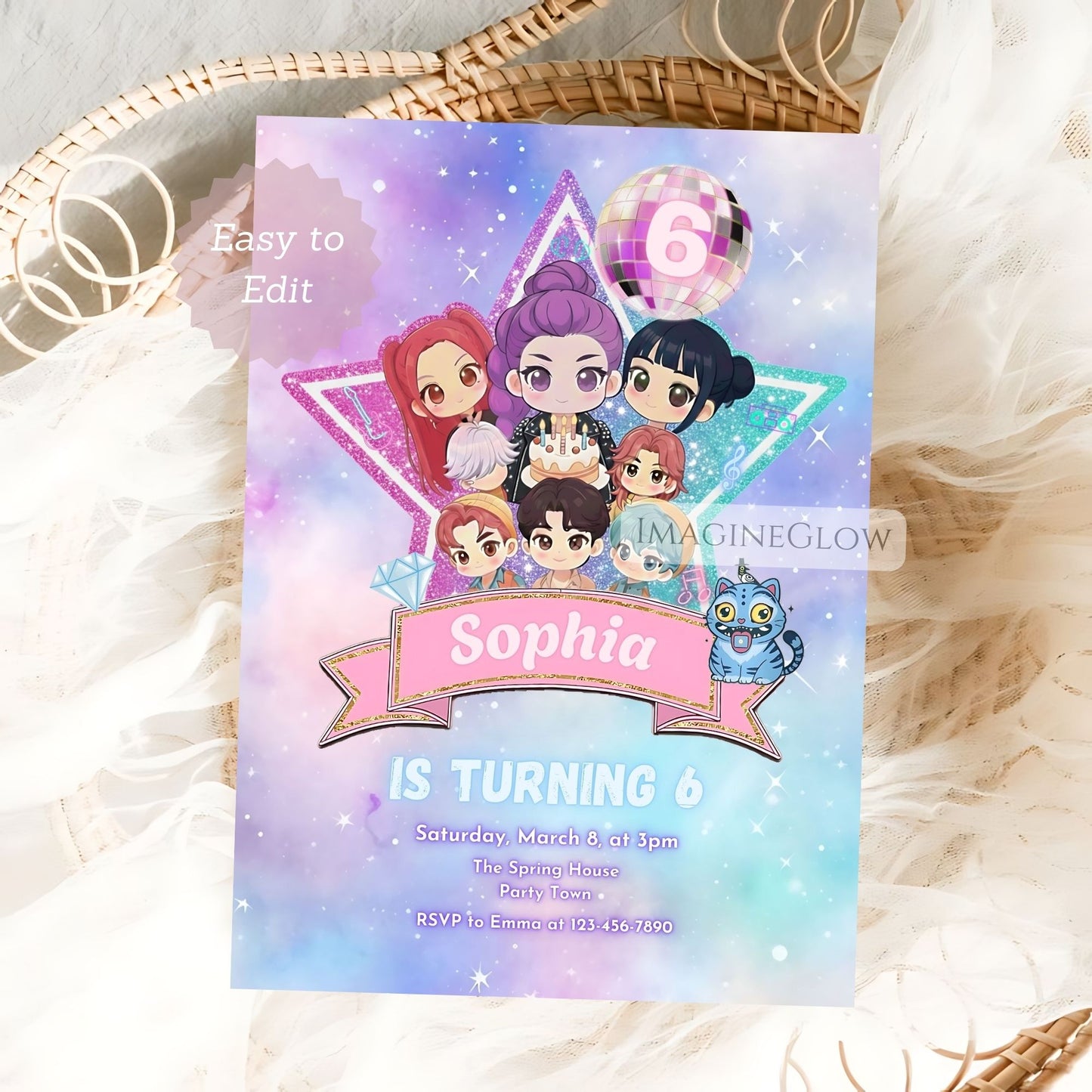 anime birthday invitation printable
kpop anime party invitation
