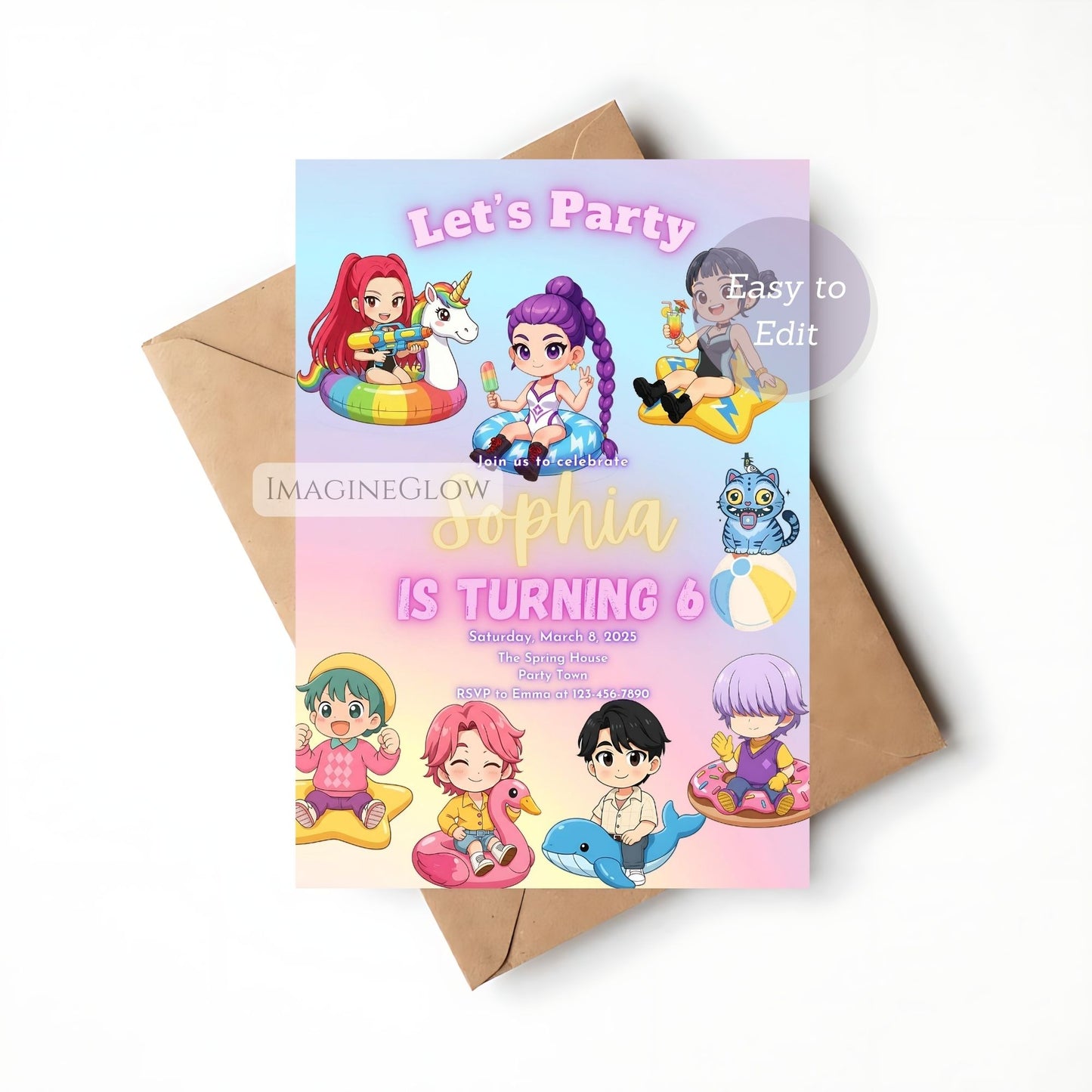 kpop huntrix party invitation
