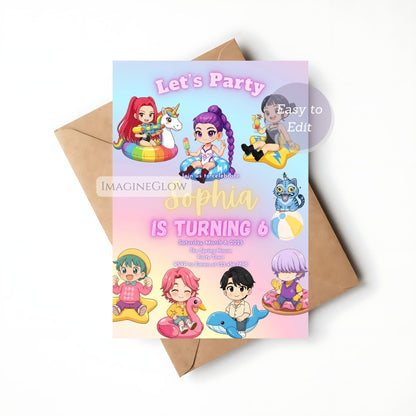 kpop huntrix party invitation
