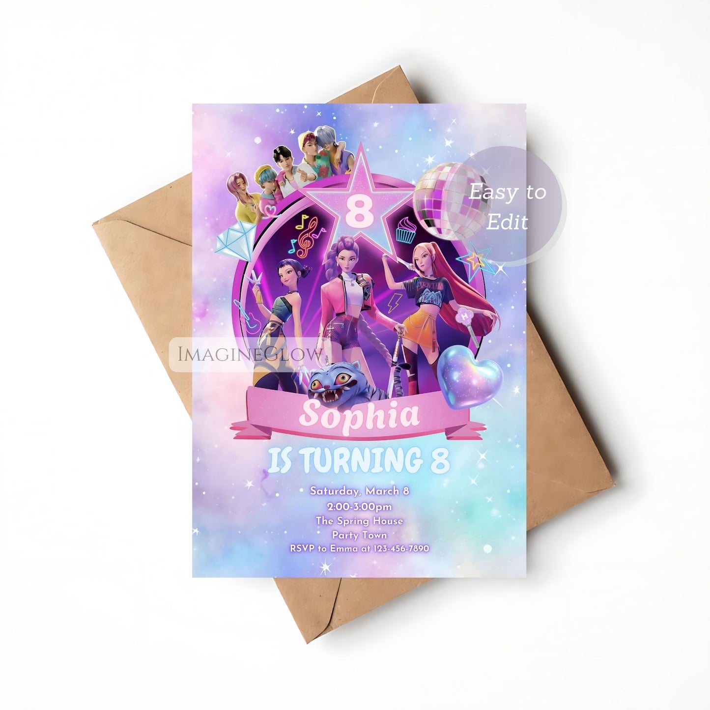 anime birthday invitation for girls

