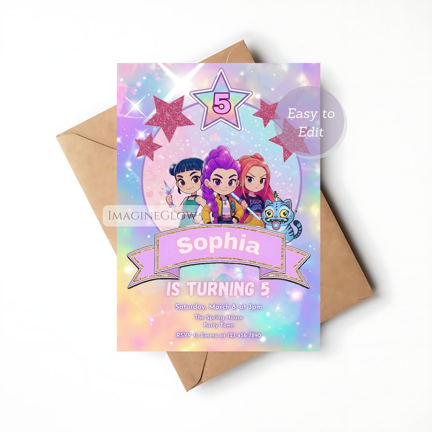 kpop demon hunters party invitation

