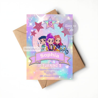 kpop demon hunters party invitation
