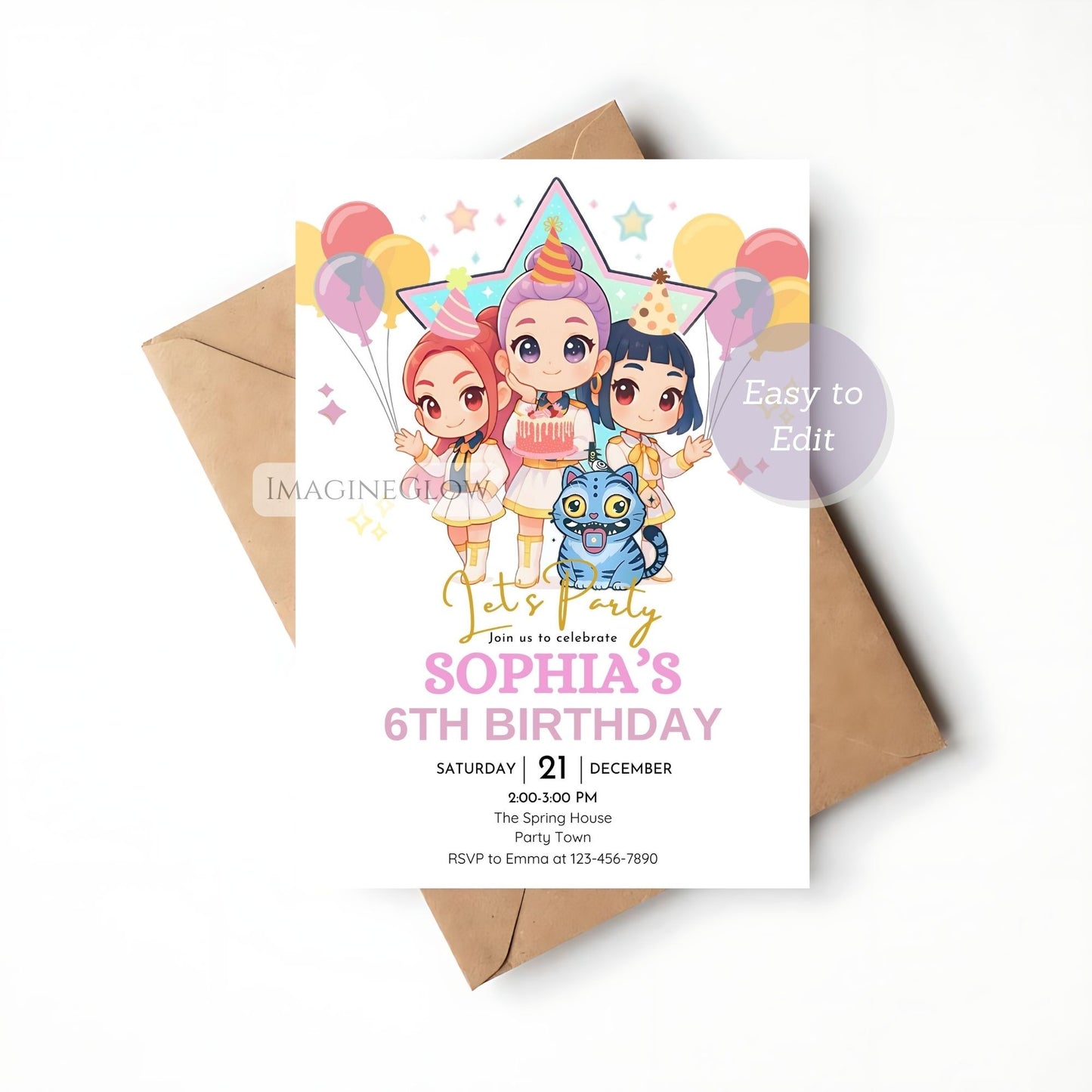 kpop fan birthday invitation
