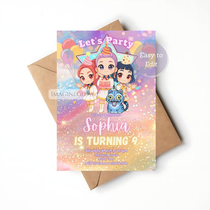 anime themed birthday invitation
