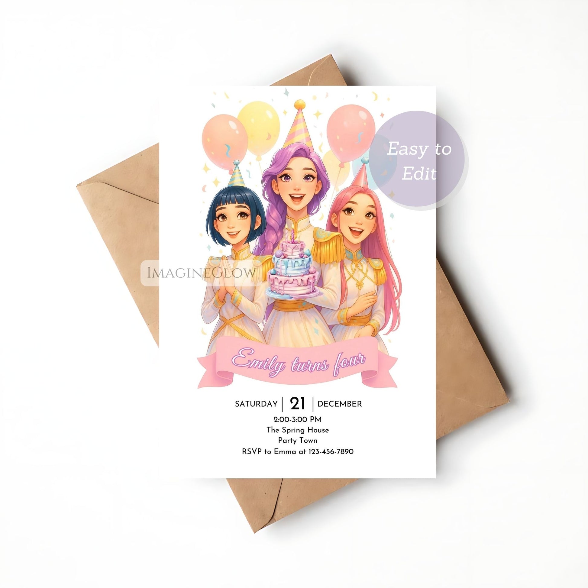 digital kpop birthday invitation template
