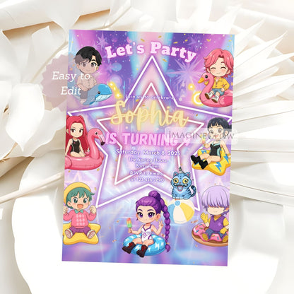 demon hunters summer birthday invite
