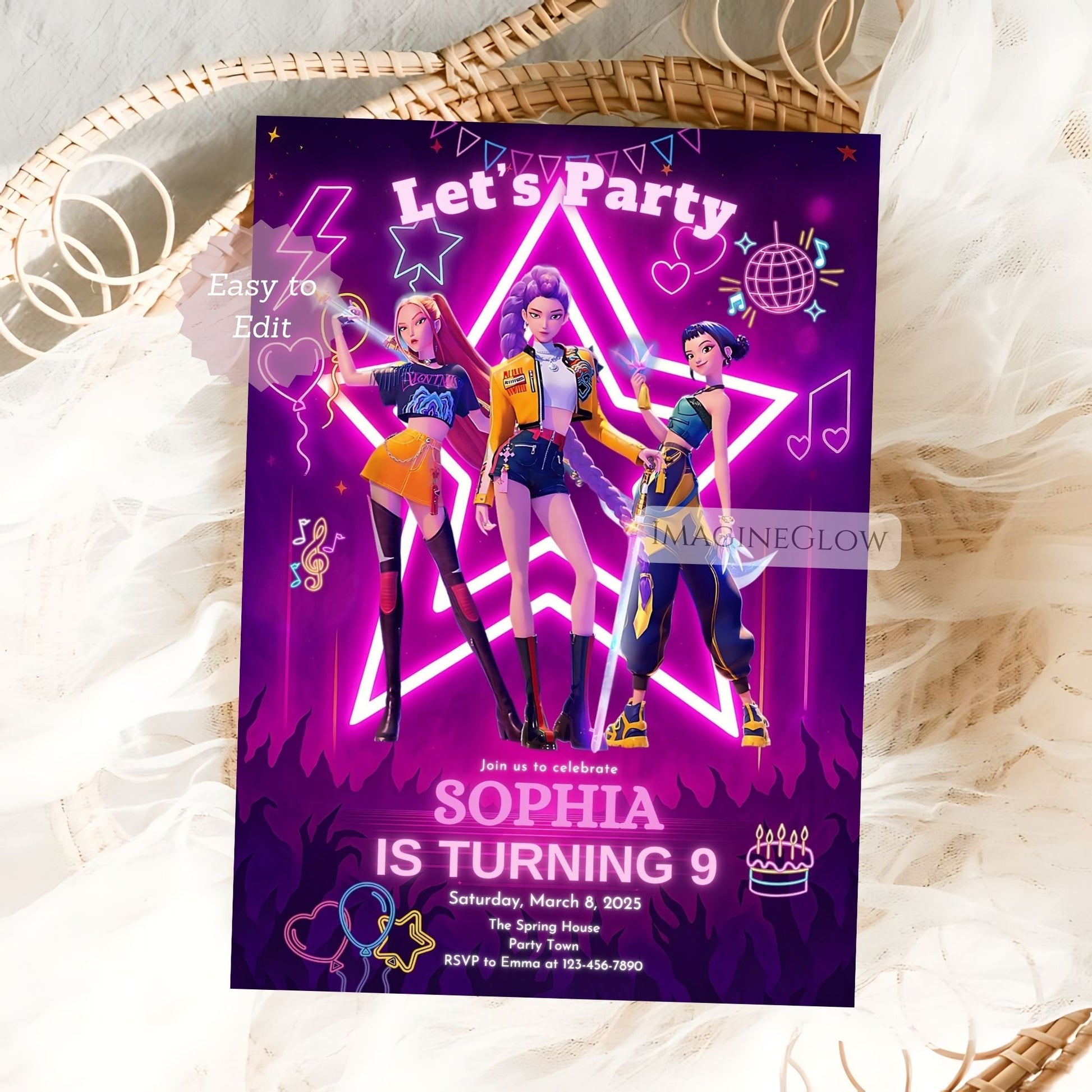 kpop fan invitation for boys and girls
cool kpop theme birthday invite
