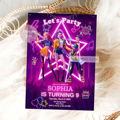 kpop fan invitation for boys and girls
cool kpop theme birthday invite
