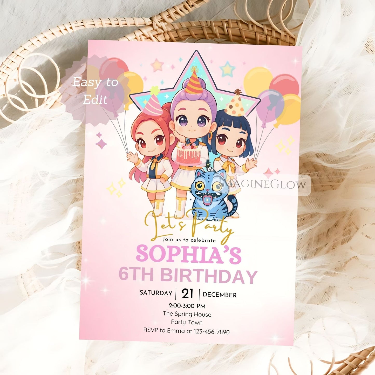 kpop birthday party invite
