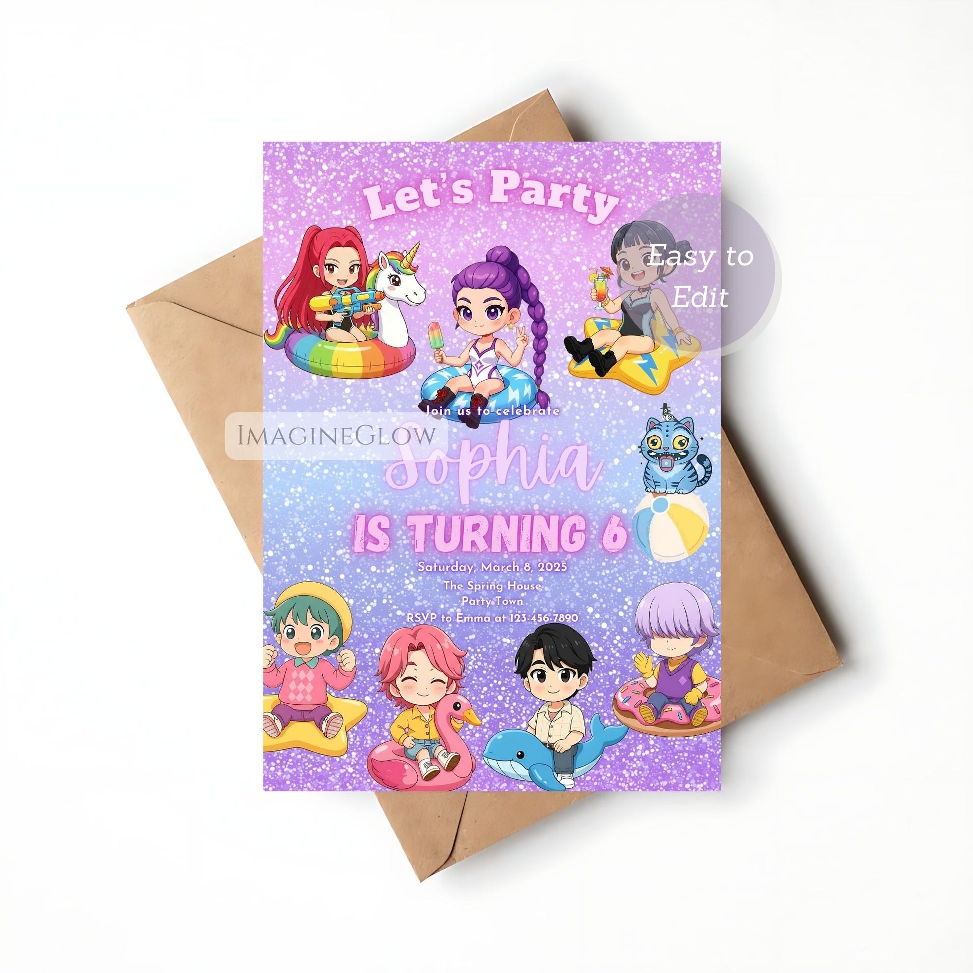editable pool party birthday invitation
