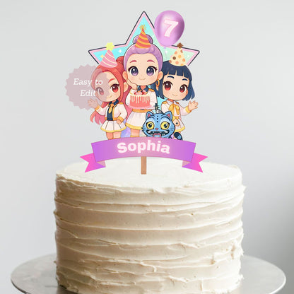 printable kpop cake topper
demon hunters party cake decoration
huntrix anime cake topper