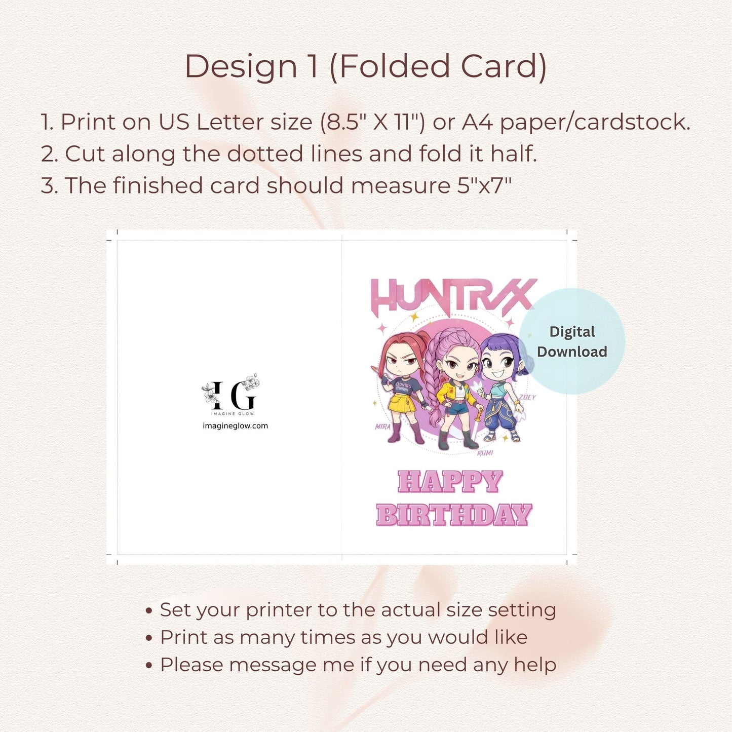 printable anime kpop greeting card
