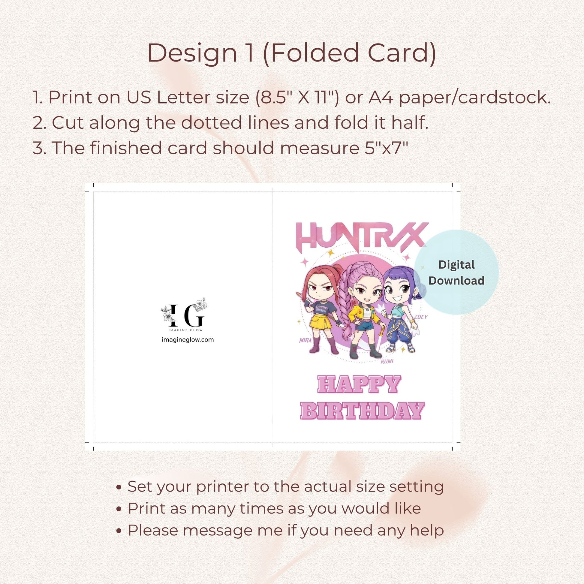 printable anime kpop greeting card
