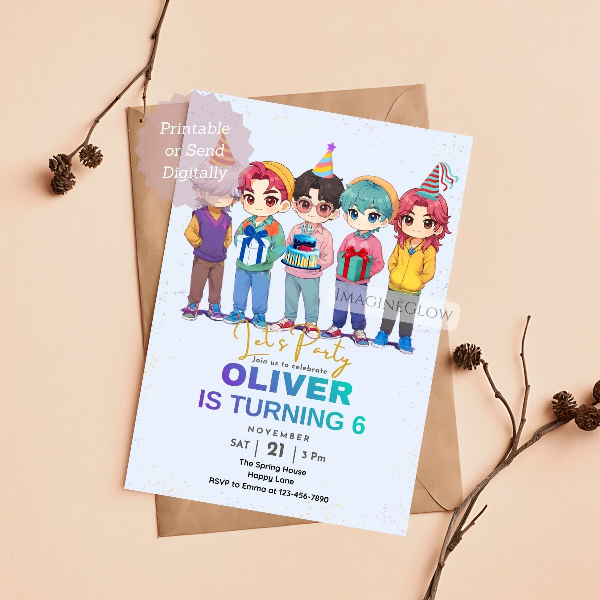 huntrix birthday invitation editable
