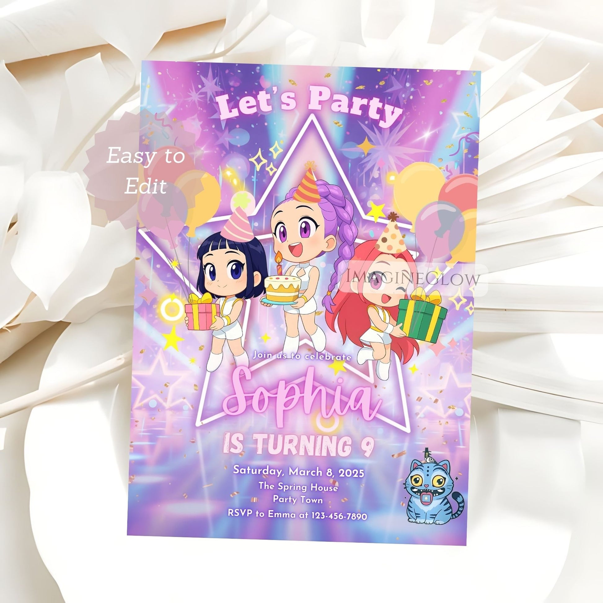 kpop birthday party invite

