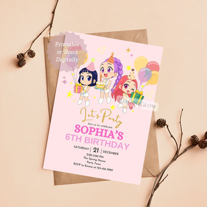 huntrix digital birthday invite template
