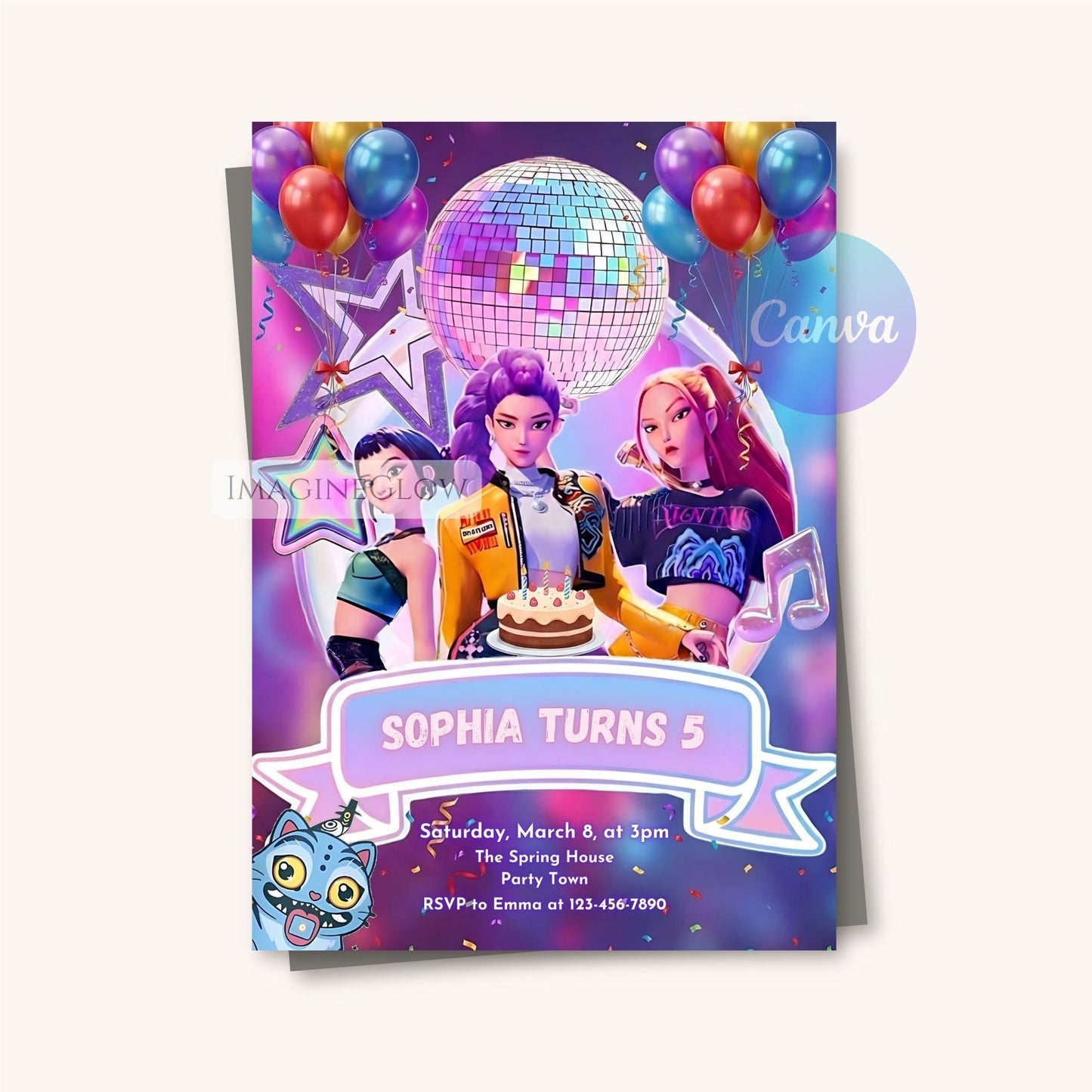 huntrix anime birthday invitation
kpop demon hunters party invite
