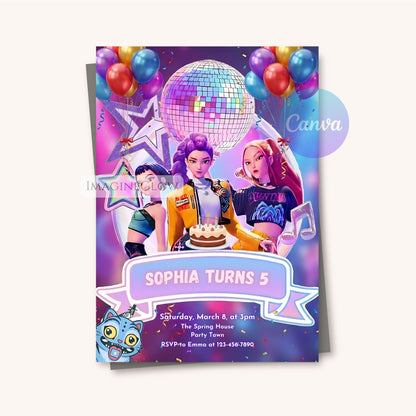 huntrix anime birthday invitation
kpop demon hunters party invite
