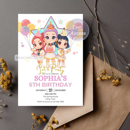 editable kpop demon hunters party card
