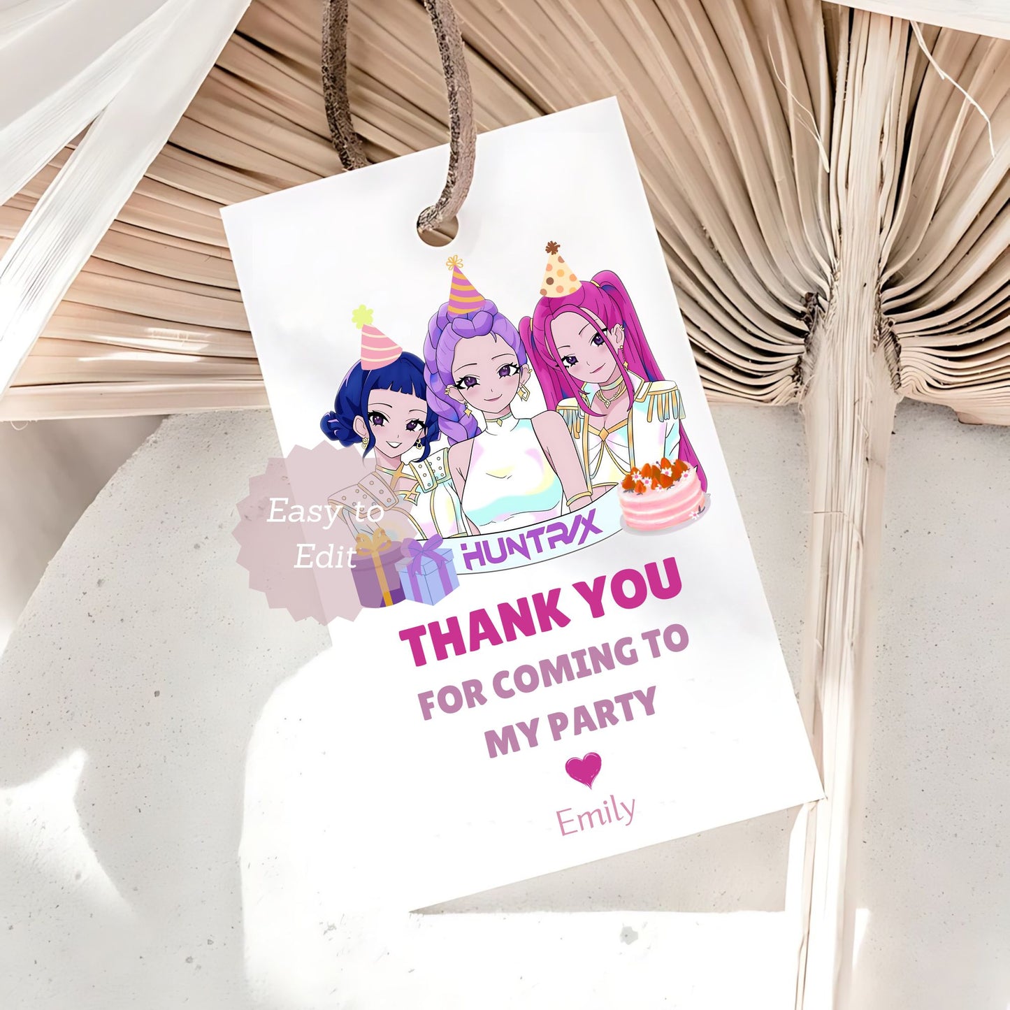 kpop demon hunters editable tag template
