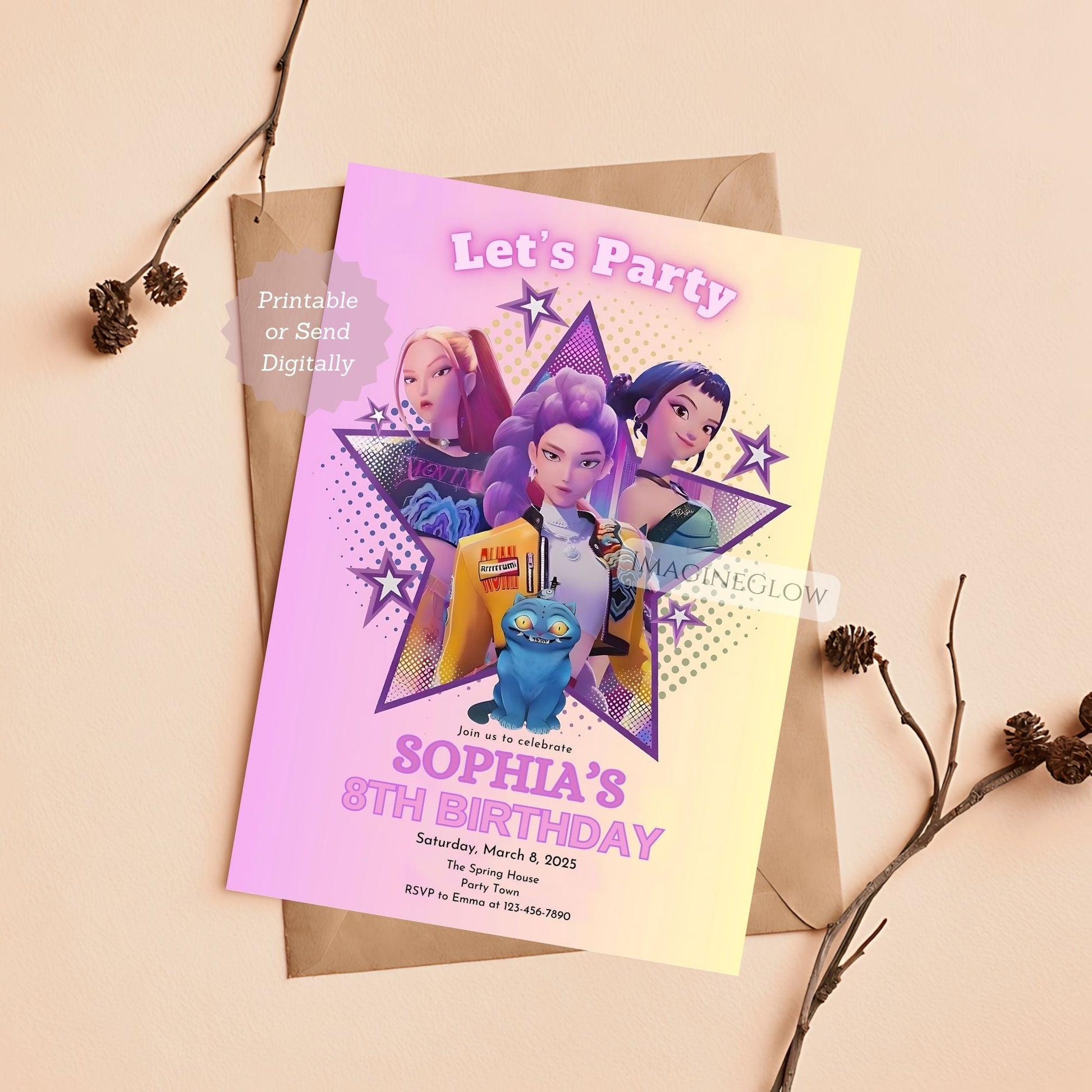 cool anime kpop theme invitation
