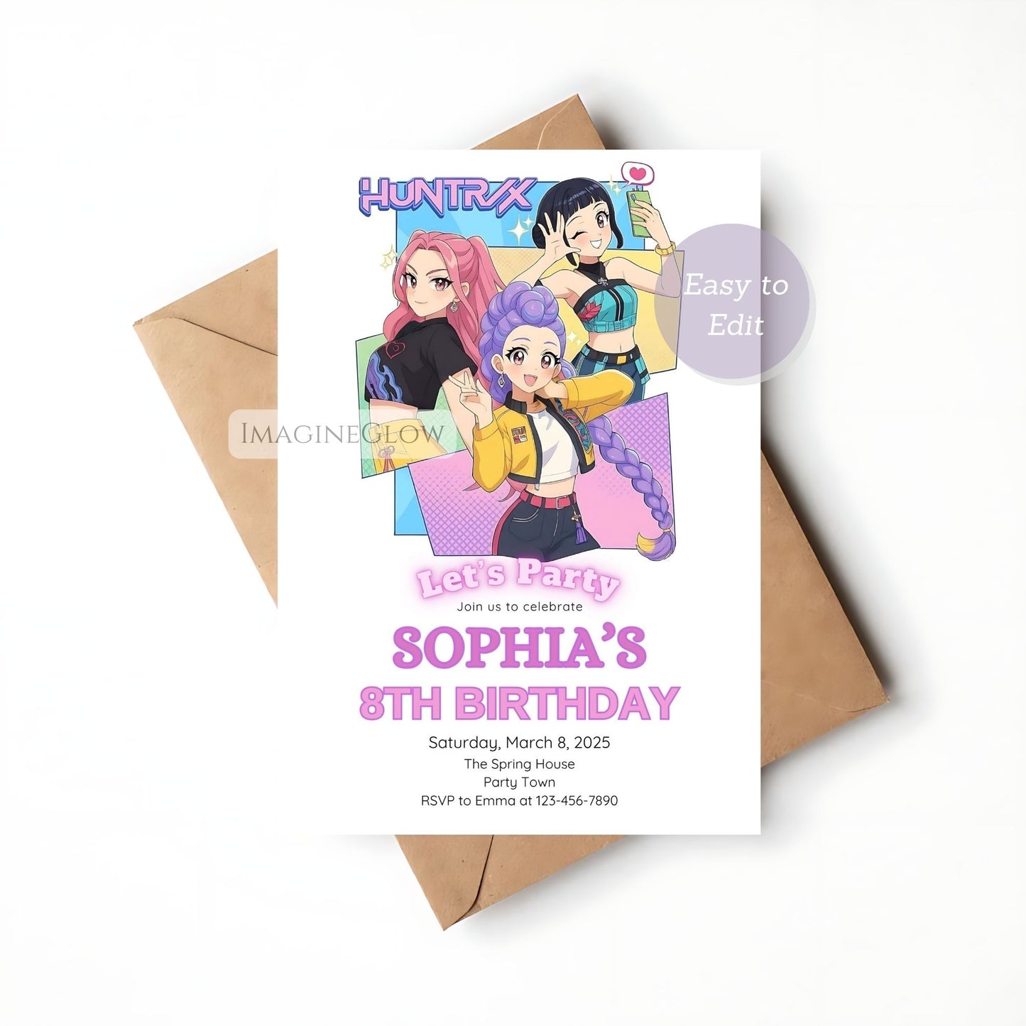 kpop birthday invitation for fans
cool kpop demon hunters invite
