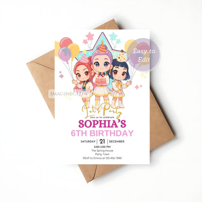 huntrix themed birthday invitation printable
