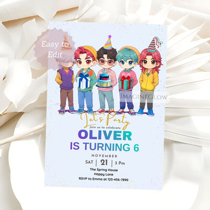 anime themed birthday party card
