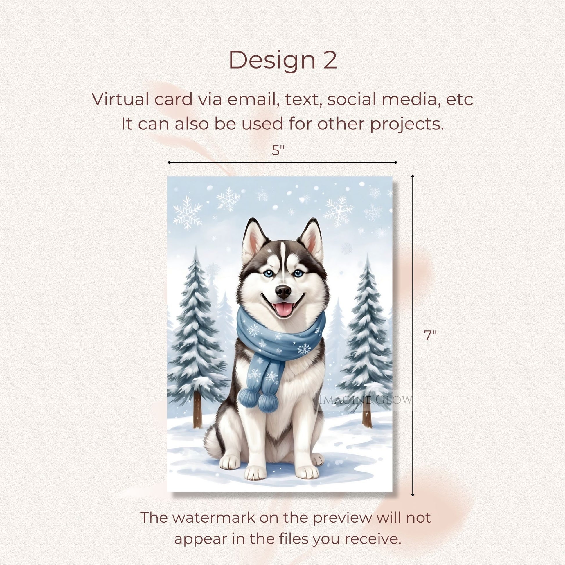 siberian husky holiday card christmas art