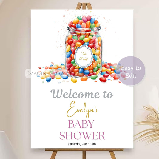 kids candy party printable sign
jelly bean themed party welcome