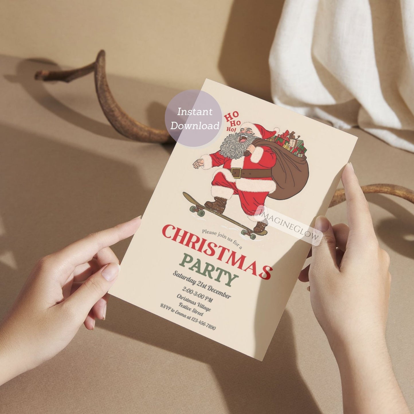 Santa Christmas Party Invitation - Festive Holiday Invite