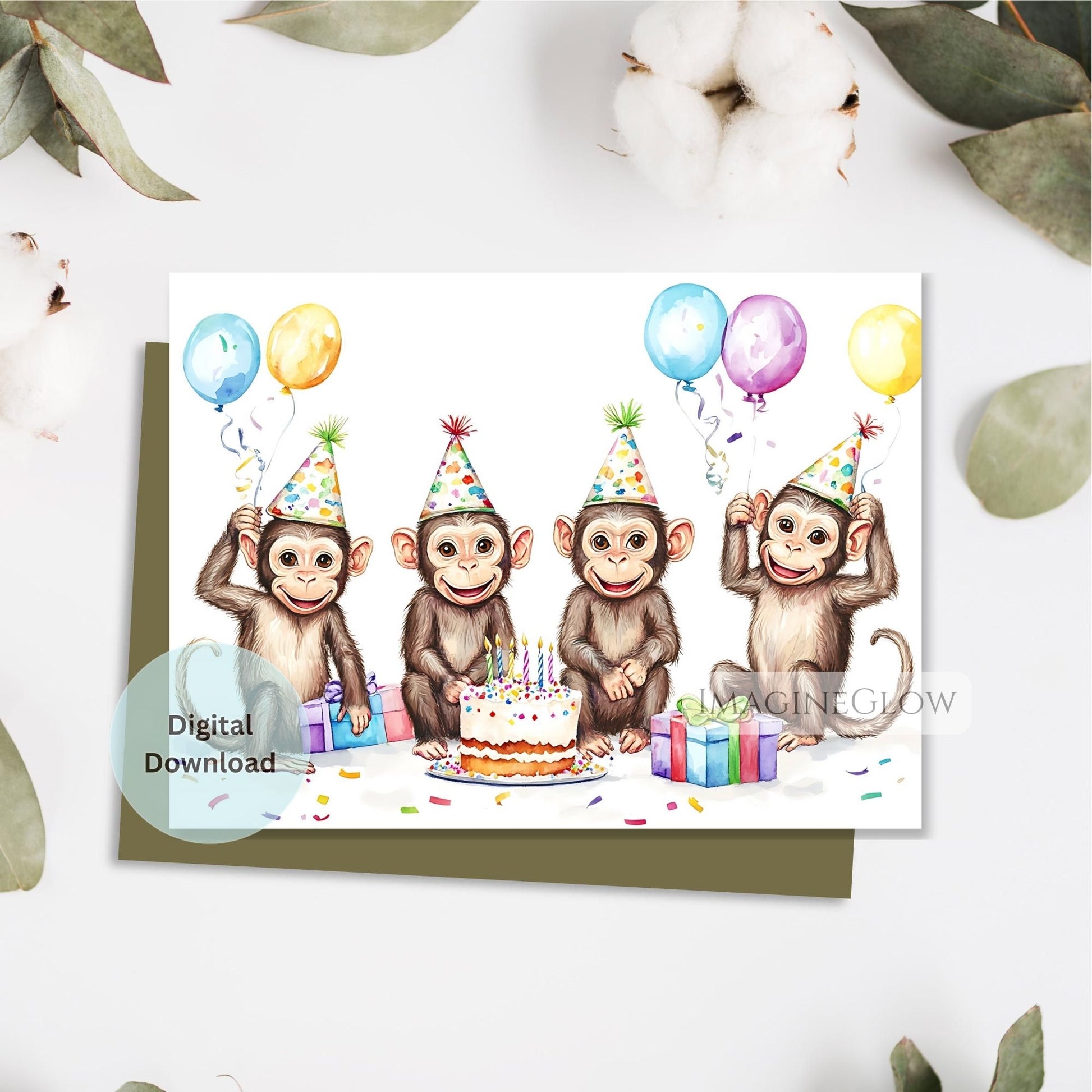 playful monkey birthday card
monkey lover birthday card
illustrated monkey birthday card
