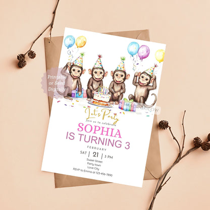 Monkey Birthday Invitation - Jungle Party Theme
Fun Monkey Birthday Party Invite - Editable Template
