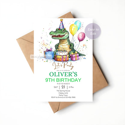 Crocodile Birthday Party Invite - Kids Birthday
Fun Crocodile Theme Birthday Invitation
