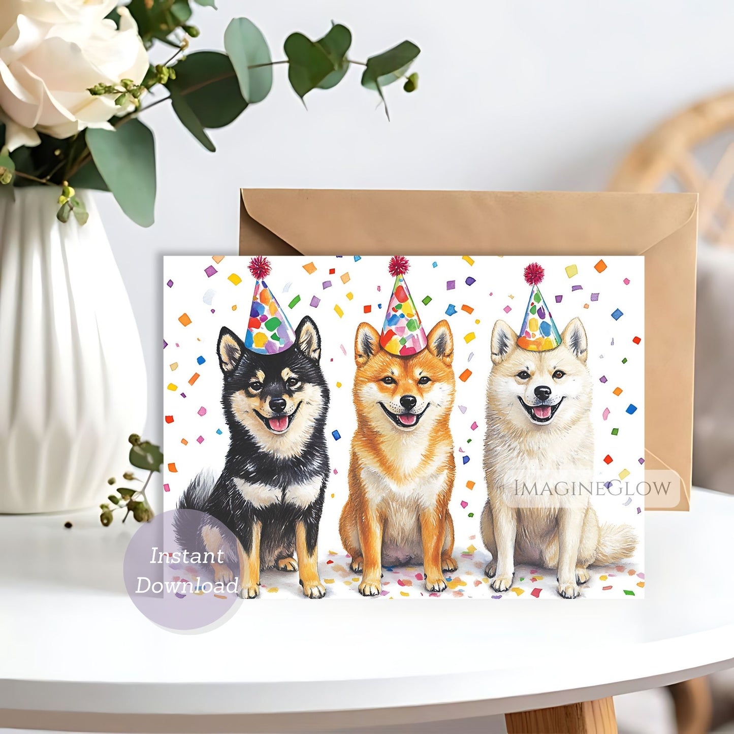 dog lover birthday greeting
foldable shiba inu card
