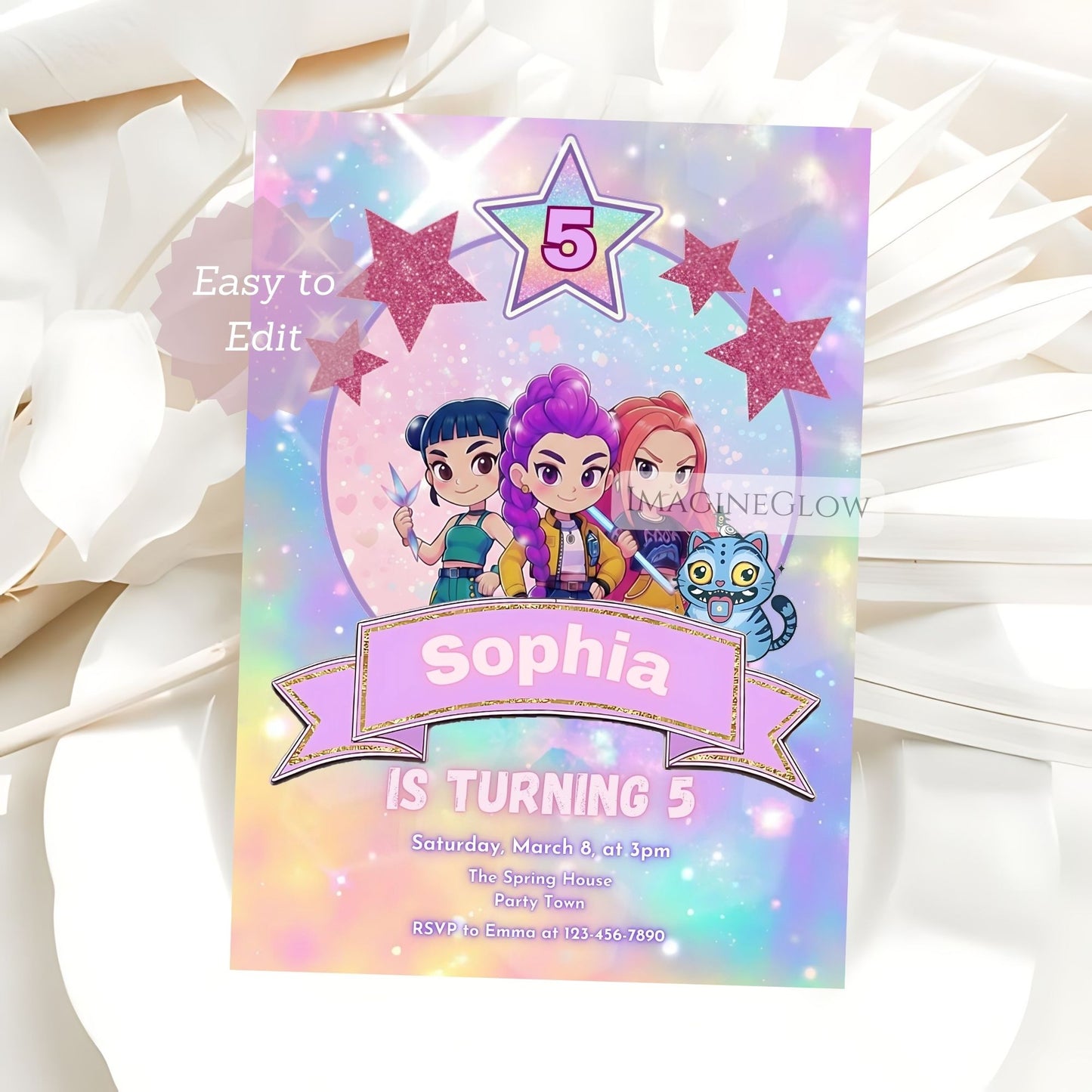 huntrix anime birthday invite printable
