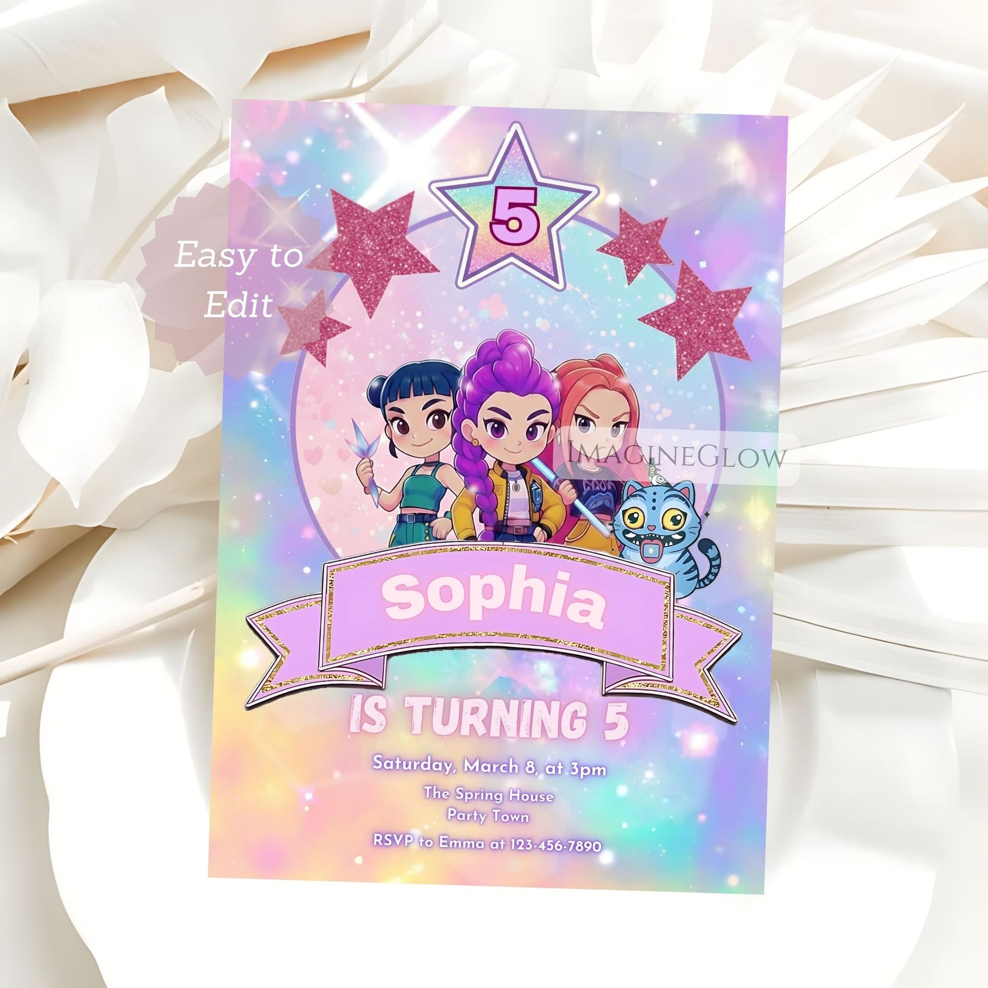 huntrix anime birthday invite printable
