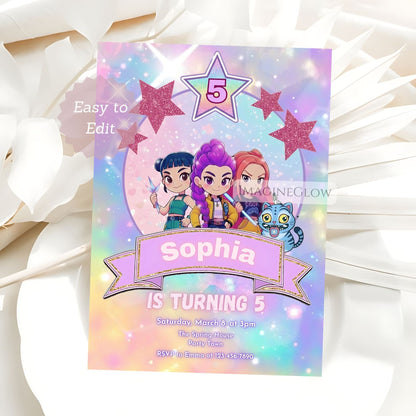 huntrix anime birthday invite printable
