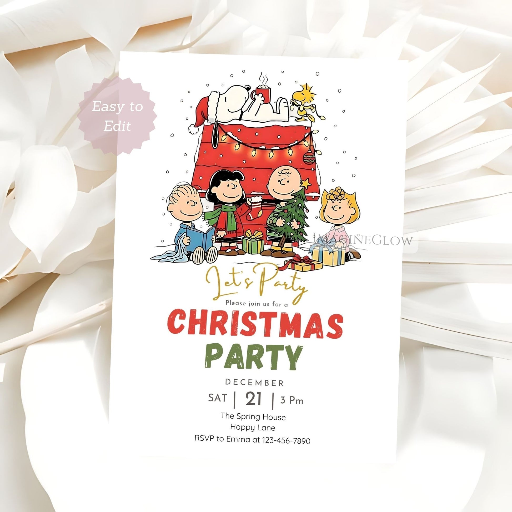 snoopy christmas birthday invitation template
