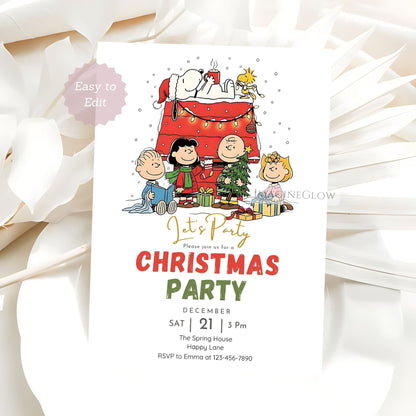 snoopy christmas birthday invitation template
