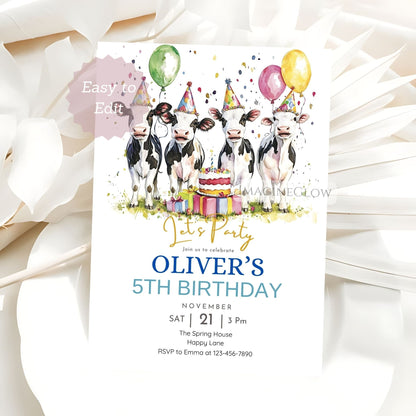 editable farm animal invitation