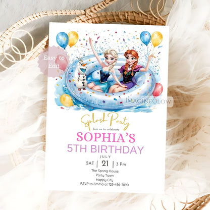 frozen swim birthday card
