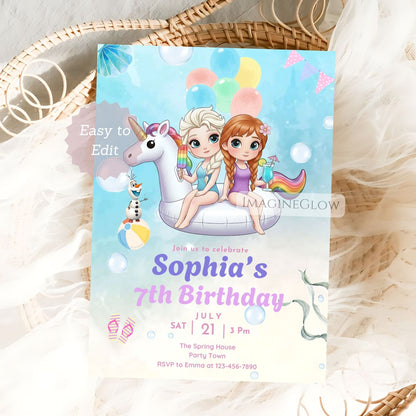Birthday invitation card with cartoon characters